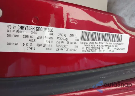 2014 Chrysler Town & Country Touring-L 30Th Anniversary из США, поврежденный, VIN 2C4RC1CG2ER313349